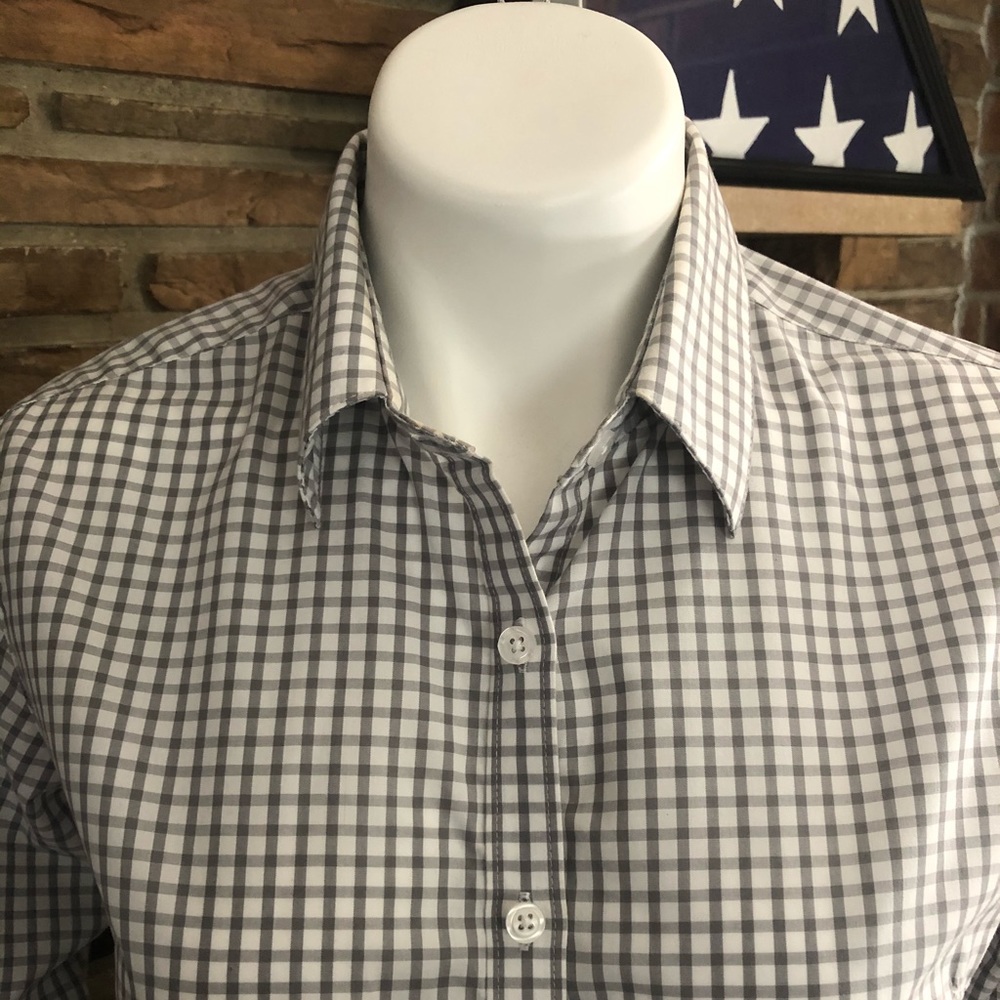 White & Grey Check Button Down - image 2